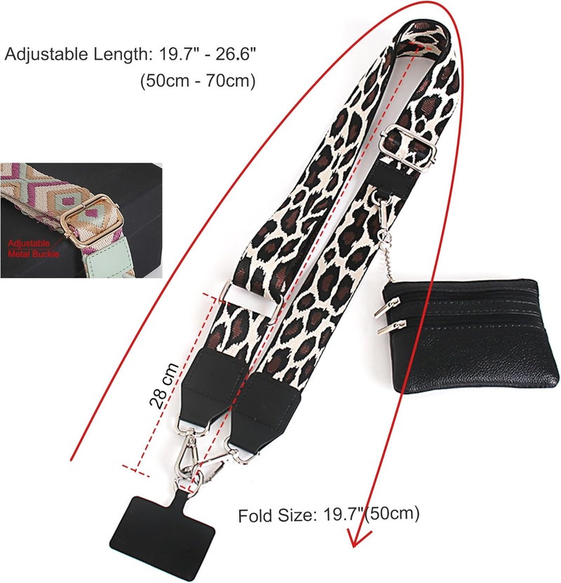 SCINYMC Clip and Go Strap for Phone with Wallet Crossbody, Adjustable Phone-Lanyards with Wallet, Phone Lanyard with Zippered Pouch, Crossbody iPhone Straps for All Phones, Black Leopard - Image 4